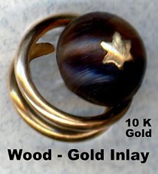 6-1.4 Spiral Wire Shank - Wood with Gold Inlay and 10k Gold